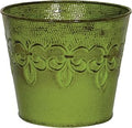 Robert Allen MPT01640 Fluer De Lis Series Metal Flower Pot, 8", Tansy Green 8 inch planter, 10"