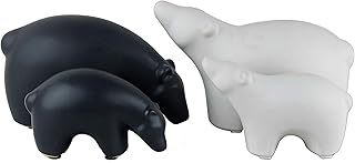 NWFashion Ceramic Animal Figurines Home Decoration Furniture Desktop Display (White&Black Bear)