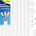 Delamu Cord Hider for Wall Mounted TV, 113.6in Paintable Cable Cover System, Self-Adhesive Cable Management Raceway Kit Hides 2-3 Wires, Baseboard Wire Hider Easy Installation, W 0.95 H 0.55in, White