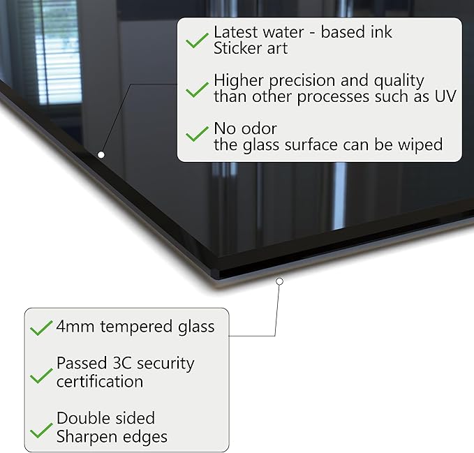 DAIFURONGE Tempered Glass Backsplash for Kitchen, Black and White Art Stove Backsplash Protector - Easy to Clean Wall Decor (Black, 30"x18"(76.2x45.72cm))