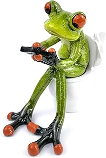 VVGIFTS Frog Figurines Decor Funny Cute Craft Resin Frog Sculpture Statue for Home Office Desk Tabletop Bathroom Decoration, Ornament Gift (Frog Sitting on Toilet)