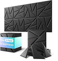 ROOME 12"x12" 3D Decorative Panels, Cuttable and DIY-Friendly Upgraded uPVC Fire-Resistant Wall Panel, Modern Wall Art Panels for Living Room, Lobby, Office, Game Room, Black, 8-Pack