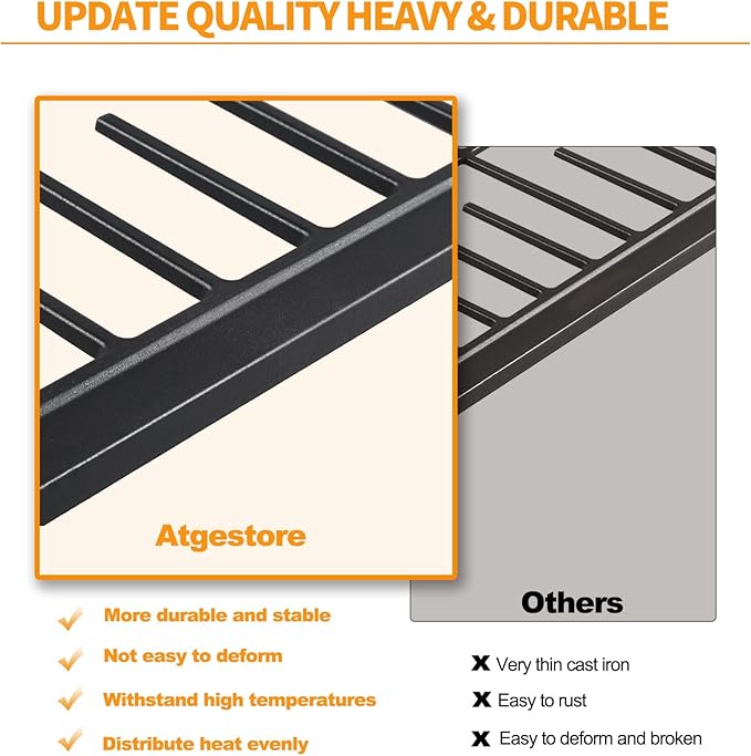 Atgestore W11394363 Burner Grate Replacement for Whirlpool Stove Parts Cast Iron Grate Kit WPW10447923 WFG524SLAB0 WFG524SLAB1 Whirlpool Gas Range Parts Stove Top Cooktop Surface Burner Grate Rack