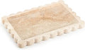 Scalloped Marble Tray, Natural Marble Vanity Tray, Decorative Catchall Trays, Rectangular Travertine Tray for Kitchen Counter, Bathroom, Vanity, Dresser, Beige Travertine, 7.87"x11.81"