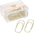 MultiBey Gold Jumbo Paper Clips (2 Inch) - 30 Pcs Large Wide Giant Paperclips in Acrylic Desk Organizer Box, Premium Metal Bookmark, Planner & Wedding Invitation Accessories (Gold)