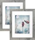 Grey 11x14 Picture Frame set of 2,Display 11x14 without Mat or 8x10 with Mat，Wall Gallery Photo Frames