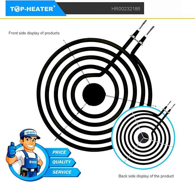 316442301 8'' Electric Range Surface Burner 5 Turns 2600W By TOP-HEATER 232186 Stove Burner Replacement For Frigidaire Ken-more Whirlpool MP26YA AP4356467, 79090313014, etc,1Pack
