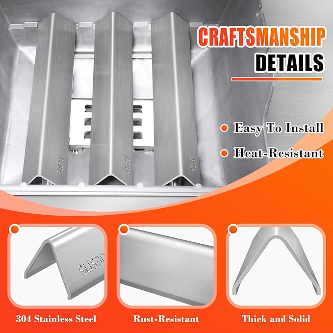 7635 15.3 Inch SUS304 Flavorizer Bars for Weber Spirit I & II 200 Series - E210, S210, E220, S220 with Front Control Knobs, Flavor Bars for Weber GS4 Spirit Grill Replacement Parts 7635 67045