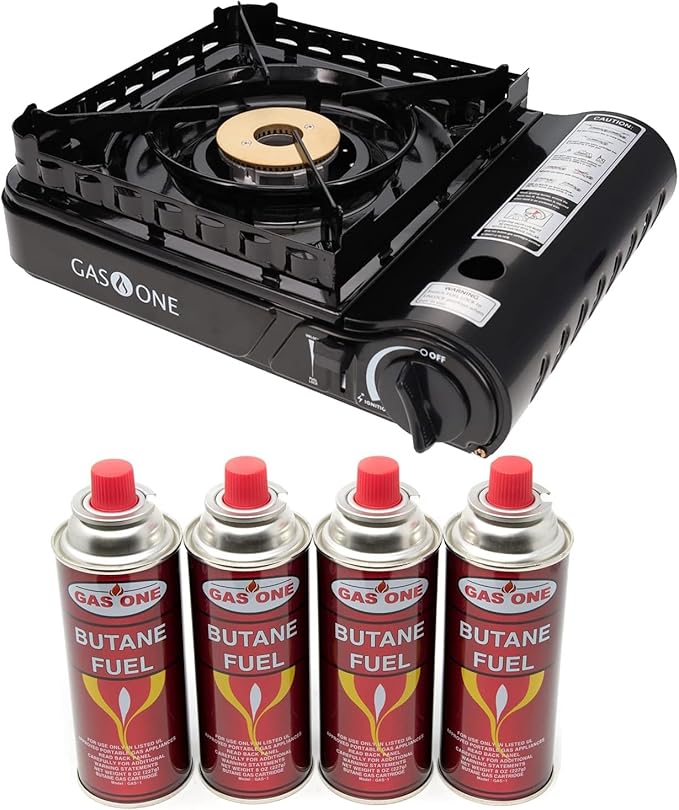 GasOne 15,000 BTU Propane or Butane Stove Dual Fuel Stove Portable Camping Stove - Patented - with Carrying Case Great for Emergency Preparedness Kit