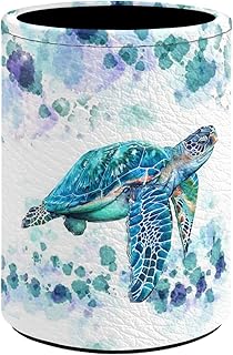 Upetstory Sea Turtle Pencil Holder Stand Pen Cup Pot Pouch Decorative Makeup Brush Storage Organization Gifts for Women Men Desk Office Home