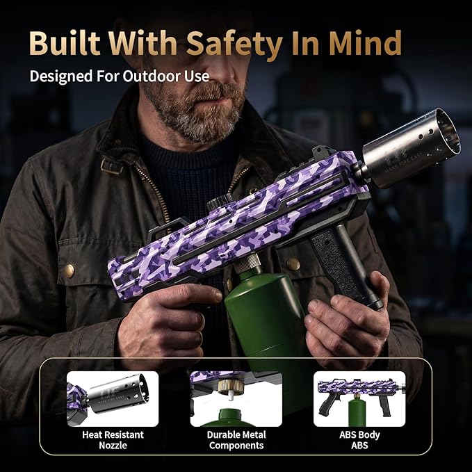 Propane Torch Gun, Adjustable Flame Blow Torch for Cooking, Powerful Grill Torch and BBQ Torch for Charcoal, Fire Torch for Searing Steak, Camping and Outdoor Use (Tank Not Included)