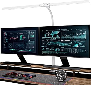 EYOCEAN Desk Lamp with Clamp, 31.5" LED Desk Lamp for Home Office, 24W Double Head Desk Light, Dimmable & Color Temperature, Table Lamp with Remote Control, Brightest Computer Monitor Light