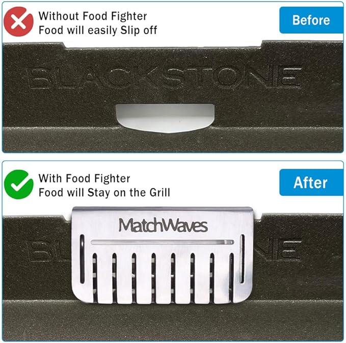 Grease Gate Blocker for Blackstone Griddle, Mesh Screen for Blocking Food from Falling into Rear Grease Catcher, Classic Movable Two-Sided Guard, Silver, 2 Pack