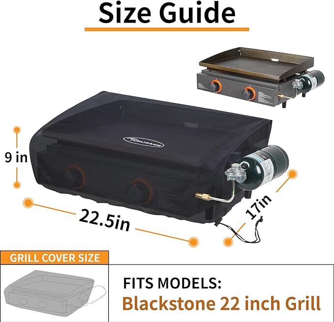 Cover for Blackstone 22 inch Griddle Water Resistant 600D Polyester Heavy Duty Flat top 22" Gas Grill Cover Exclusively Fits Blackstone 22" Griddle Cooking Station-22in Without Hood Cover