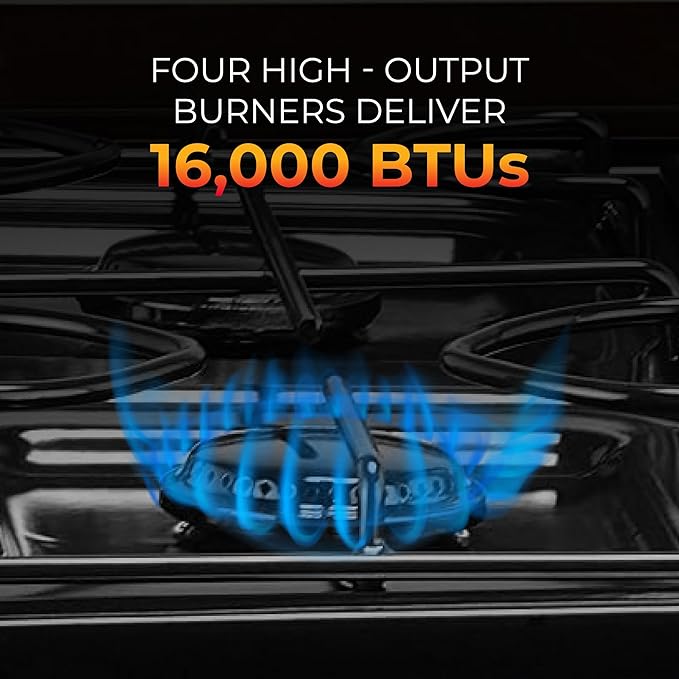 Koblenz Victoria PFK-400A 4 Burner Gas Stove, 16,000 BTU Portable Cooktop, Porcelain Cover, Manual Ignition, LP Gas, Outdoor Gas Stove for Camping, Tailgating, Cookouts, Bronze