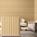 Nuanchu 32 Pcs 3D Wall Panels for Interior Wall Decor, 12''x12'' Fluted Textured Oak Accent Tiles Waterproof Paintable for Living Room TV Background Bedroom Bathroom Gaming Room, 32 Sq. ft Coverage