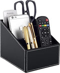 Fashionable PU Leather TV Remote Control Holder with 3 Compartments, Storage Rack, Storage Box, Media Accessory Storage, Desk Organizers (black)