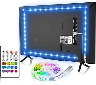 BASON LIGHTING TV LED Backlight, 14.76ft USB Led Lights Strip for 60-70 TV/Monitor Backlight, LED TV Lights with Remote, 4096 DIY Colors TV Bias Lighting for HDTV, PC,Updated.