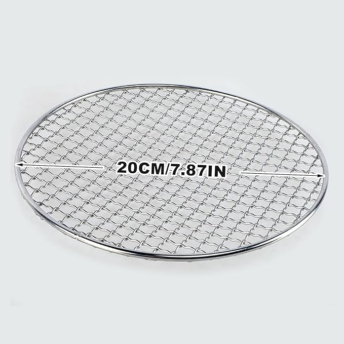 Eagles Grill Net for Stove, 7.9" Round Grill Grates Stainless Steel Barbecue Mini Round BBQ Grill Net/Mesh/Rack/Grate/Steam Mesh Fire Grate Charcoal Stove for Home Party Outdoor Camping