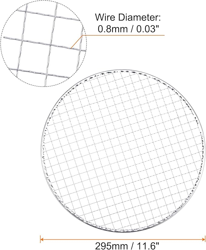 HARFINGTON 10pcs Round BBQ Grill Net 11.6" Dia Galvanized Iron Barbecue Mesh Mat for Baking Smoking Charcoal Grilling Roasting