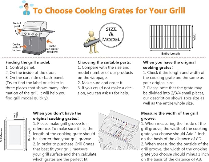 Hisencn Grill Grates Replacement for Charbroil Advantage 463343015, 463344015, 463344116, Kenmore, Advantage Gas2coal Parts 463340516, G467-0002-W1, 16 15/16" Porcelain Enameled Cooking Grids, 3 Packs