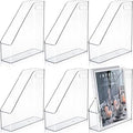 6 Pcs Clear Acrylic Magazine File Holder Plastic Desk Organizer with Handle Basics Vertical Magazine Rack Desk Folder Document Storage Organizer for Home Office School Work Study Desktop Supplies