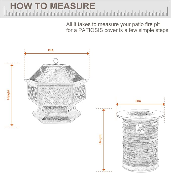 Round Fire Pit Cover 36 inch Heavy Duty Waterproof Patio Gas Fire Pit Table Covers with Air Vent Dustproof Beige 24 inch High