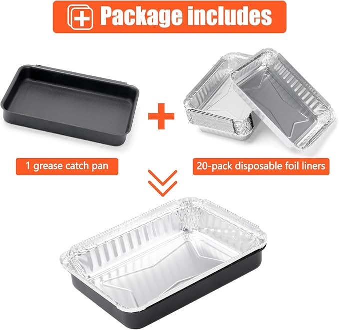 QuliMetal 93305 Catch Pan with 20 Pack 6415 Drip Pans for Weber Genesis II 3 Burners & Spirit 2/3 Burners, Genesis Silver/Gold/Platinum,1000-5500, Summit Grills, Disposable Aluminum Foil Grease Trays