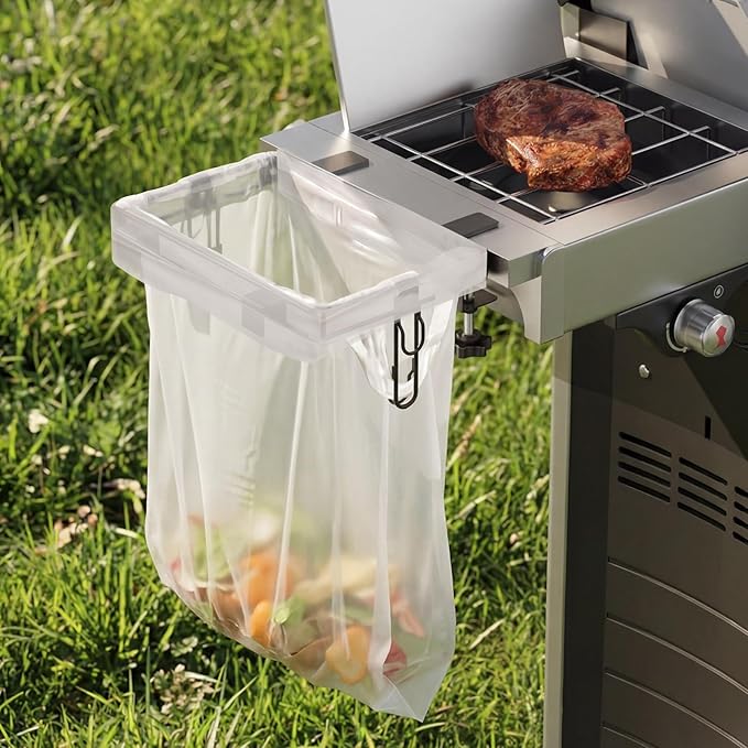 Grill & Griddle Hanging Trash Bag Holder, 13 Gallon Metal Camping Garbage Bag Holder Frame, Trash Bin Compatible with Most Outdoor Grills & Griddles