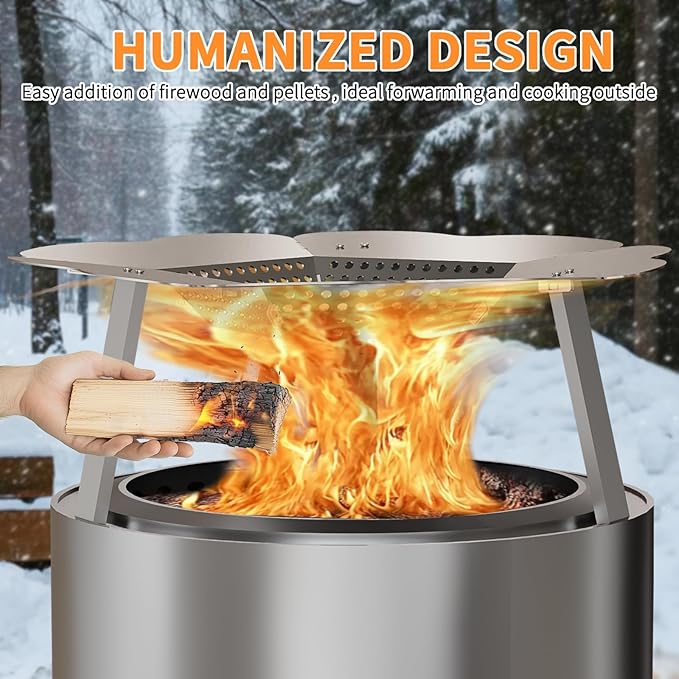 Heat Deflector for Solo Stove Bonfire 19.5", Portable 304 Stainless Steel Bonfire Heat Deflector, Fire Pit Heat Diffuser with Carrying Handle & Leg for Solo Stove Accessories Easy to Install