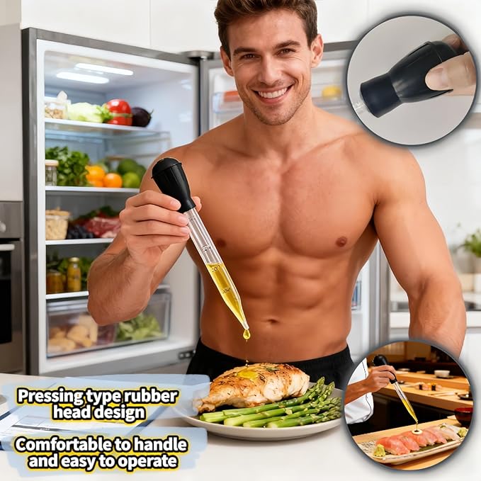 Professional Kitchen Marinade Injector, 30ml Food-Grade Heat-Resistant Meat Syringe with Cleaning Brush, Clear Scale Markings, Non-Slip Grip for Juicy Turkey, Poultry, Beef (Black(Large))