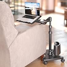 LEVO G2 Deluxe Adjustable Laptop Stand – Rolling Computer Desk & Ergonomic Table for Bed, Sofa, or Office – Portable Mobile Workstation with Tilt – Fits Devices up to 16″ - Charcoal & Black