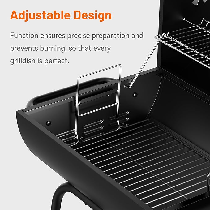 KEYO GRILL 20-Inch Barrel Charcoal Grill, Adjustable Vent Heavy-Duty Outdoor Barbecue Grill with Height Adjustable Charcoal Pan,Warming Rack Outdoor BBQ Grill for Backyard, Patio and Parties, Black
