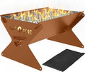 GasOne 15” Portable Charcoal Grill – Foldable BBQ Grill – Camping Grills for Backyard, Bonfire, Patio – Heavy-Duty Portable Fire Pit – Camp Cooking Gear, Brown
