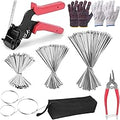 400PCS Metal Zip Ties Gun Kit, 6/8/12 Inch Heavy Duty Metal Zip Ties, Multi-Purpose Self-Locking Cable Tie Tool Set for Vehicles Farms Plants Fences Pipe Bundling, Scissors