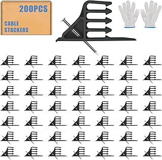 Cable Stackers 200Pcs, Cable Stapler Clips with Steel Nails, Multi-Purpose Electrical Wire Stackers, Insulated Cord Staples for Most Cable Types, Easy-to-Install