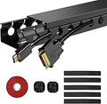 Updated Cable Raceway Kit - 31 (2X15.4) Inch Open Slot Wire Covers for Cords, Under Desk Cable Management System to Hide Under Desk/Tv/Computer/Net/Power Cords, (Pack 2)