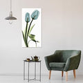 Empire Art Direct Blue Tulips Frameless Reverse Printed Tempered Glass Wall Art, X-ray Flower Wall Decor, Rectangular, Ready to Hang, Living Room, Bedroom, Home Office, 24" x 48" x 0.2"