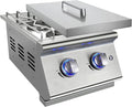 Double Grilling Side Burners for Outdoor Grill, Sturdy 304 Stainless Steel, with Liquid Propane Kit, Drop-in Side Burner for Outdoor Kitchen BBQ Island, 2 * 15,000BTU Natural Gas Side Burner
