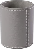 Osco Grey Faux Leather Pen Pot, Desk Tidy Pencil Holder, Office Organiser, Makeup Brush Holder, Stationery Storage, Cosmetics Display, Home Office Accessories, Compact Desk Organiser