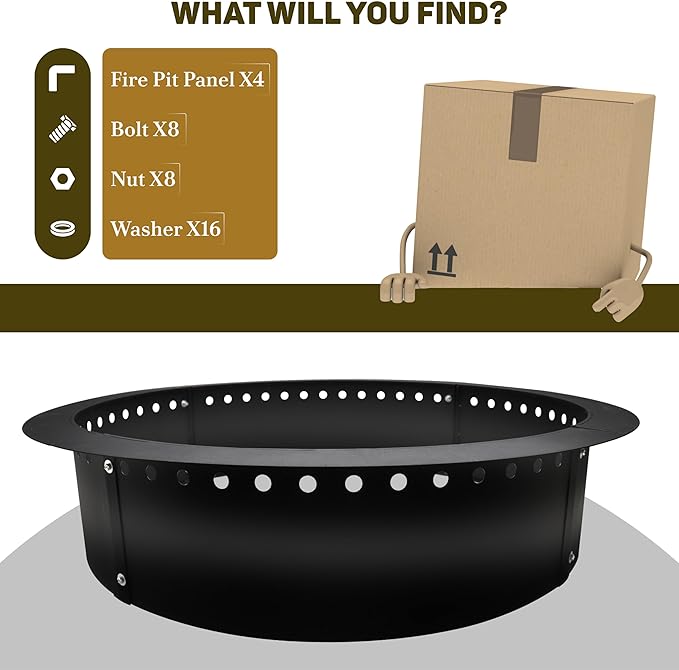 FEBTECH Smokeless Fire Ring 45" - Carbon Steel Outdoor Firepit Ring with Heat Resistant Coating - The Ultimate Smokeless Firepit Insert for DIY Bonfires, Family Gatherings, and Outdoor Camping