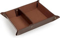 Londo PU Vegan Leather Valet Tray for Men — Catchall EDC for Keys, Wallet, Watch, AirPods — Nightstand & Entryway Tray, Snap Corners Fold Flat for Travel, 9.45 x 7.87 in, Dark Brown