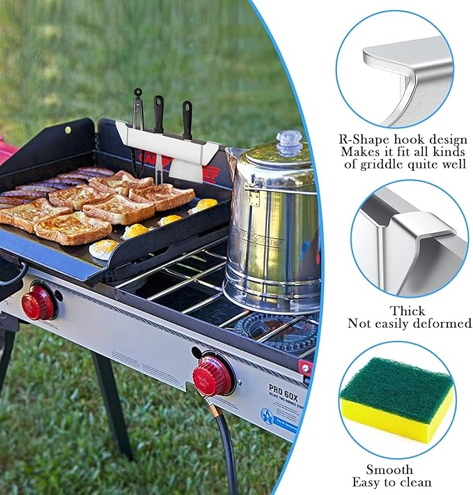 Stainless Steel Griddle Spatula Stand, 2 Pack Grill Barbecue Tool Rack Hold Rack Griddle Accessories Holder for Blackstone, Camp Chef, Royal Gourmet, Outdoor Camping Picnic BBQ Essentials