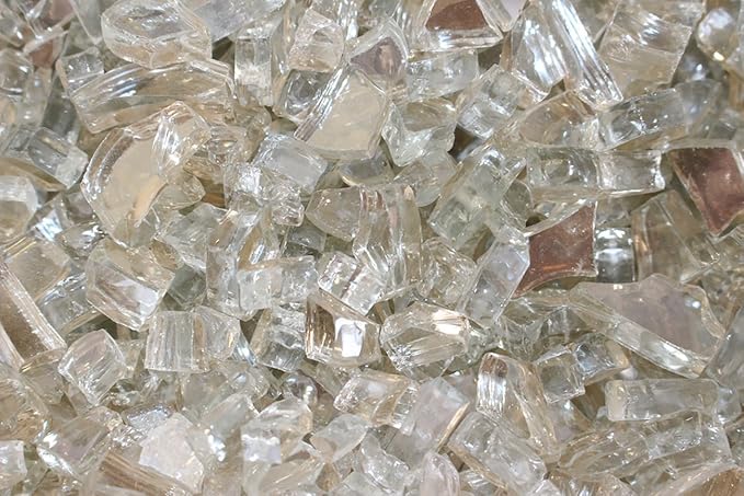Hiland Reflective Fire Glass, 10 lb, Crystal (Pack of 2)