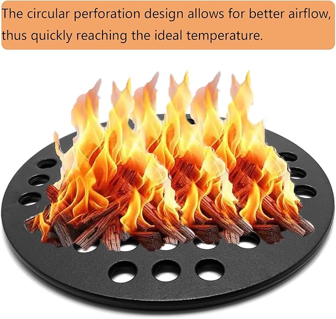 11.75" Cast Iron Round Fire Grate, High Heat Charcoal Plate Fire Bottom Grate Replacement Parts for Kamado Joe Big Joe I II III 24" Charcoal Grill