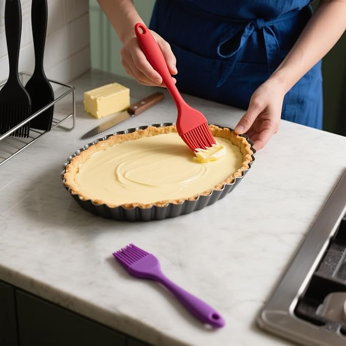 Pastry Brush For Baking,Silicone Basting Brush For Cooking,315°C Heat Resistant Food Brush for Oil & Sauce,Non-Shedding Kitchen Brushes for Butter Bread Meat Egg Wash Cake Baster(3pc Red)