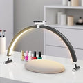 Mznoo Nail Light for Desk, 30'' LED Half Moon Lamp for Nail Techs, Manicure and Handicraft, Adjustable Color Modes and Brightness, with Phone Holder (Black)