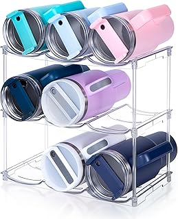 Stackable Water Bottle Organizer for Stanley 40 oz Tumbler, Water Bottle Holder for Cabinet, Pantry Kitchen Organizers and Storage for Stanley Cup Accessories, Tumbler Organizer and Wine Rack, 3Pack