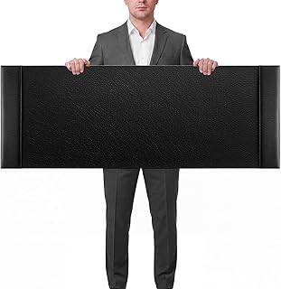 47.2 x 17 Inch Leather Desk Pad Protector with Side Rails, Executive Office Desk Mat for Home Workspace, Writing Surface, Mouse & Keyboard Pad, Elegant Gift for Men Dad Husband(Black)