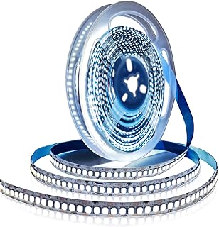 12V LED Strip Lights, White 6000K 16.4ft SMD 2835 IP20 240 LEDs/M Total 1200 LEDs Super Bright 12000LM Rope Light Strips for Bedroom, Kitchen Decoration